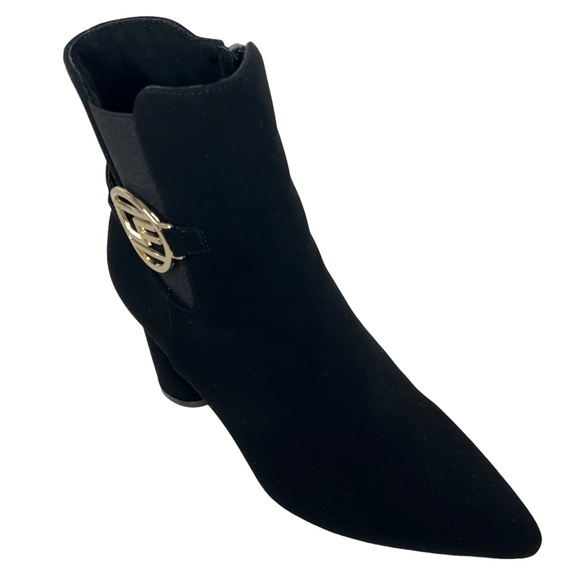 LONDON FOG TORI Black Winter Block Heeled Zip Ankle Boots Size 7 - Picture 5 of 14